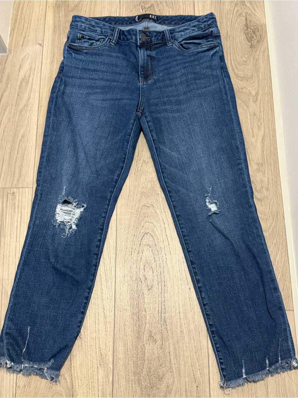 KUT brand Reese Dark Blue Distressed Jeans
